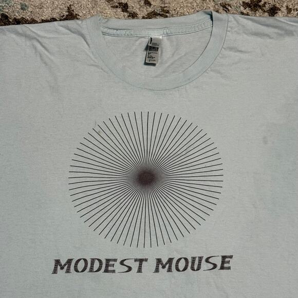 Modest Mouse Sunburst Shirt Size Large Alternative Indie Band Tee Blue/Brown - Picture 1 of 8